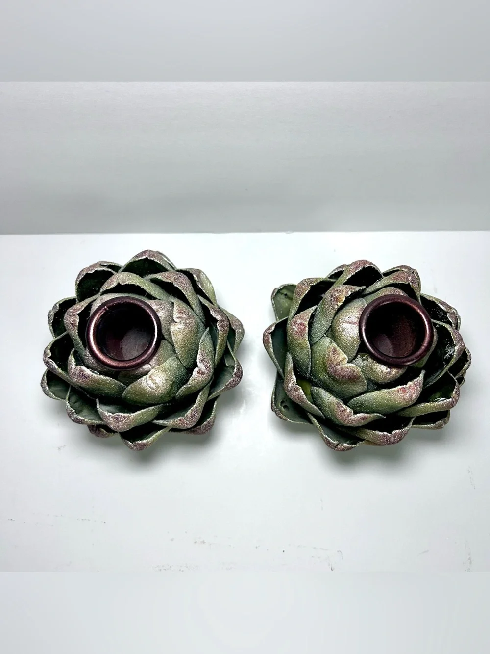 Artichoke Taper Candle Holders Set of Two